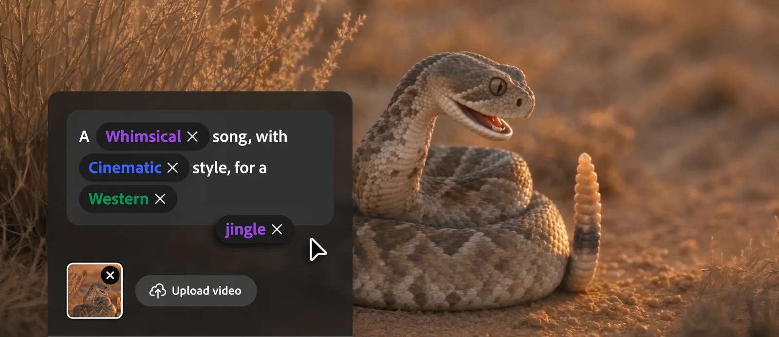 Adobe Firefly samlar generering av musik, tal och ljudeffekter. Källa: Adobe.